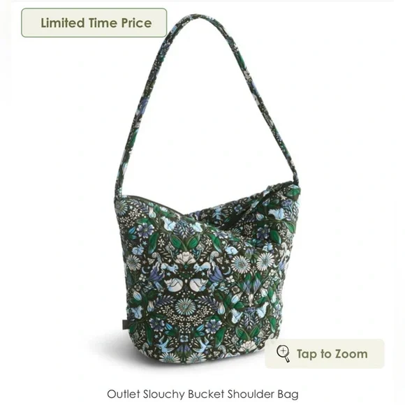 🌷 Vera Bradley Outlet Slouchy Bucket Shoulder Bag NWT “Enchanted Woodland” - Picture 2 of 3